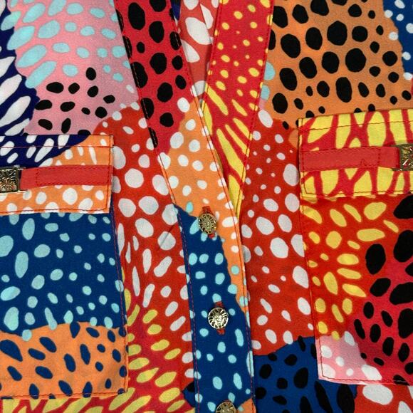 Anne Klein Blouse with Gold Accent Buttons Women’s Small 3/4 Sleeve Roll Up - Picture 3 of 7